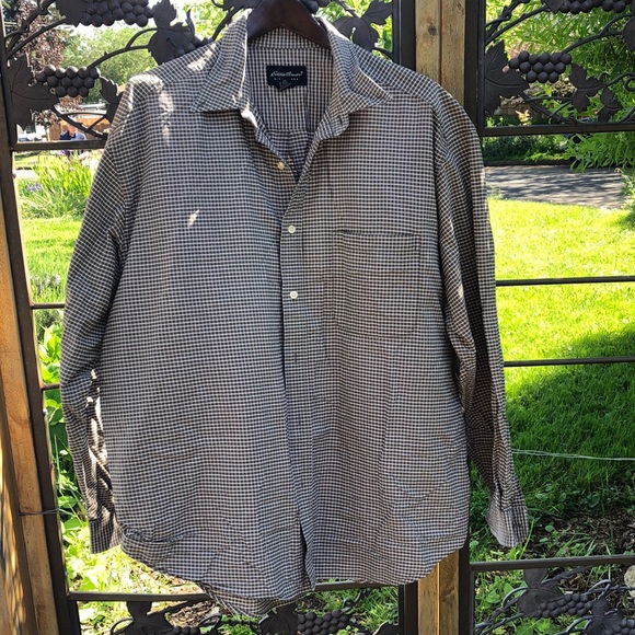 Eddie Bauer 100% cotton brown check long sleeve shirt size XL - Picture 1 of 4